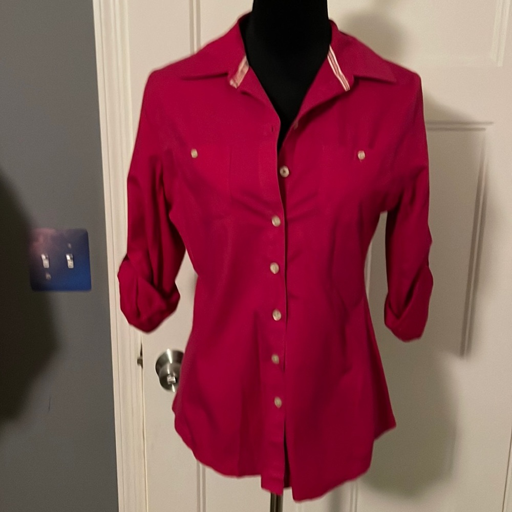 Converse Women's Bright Pink Button-Down Shirt